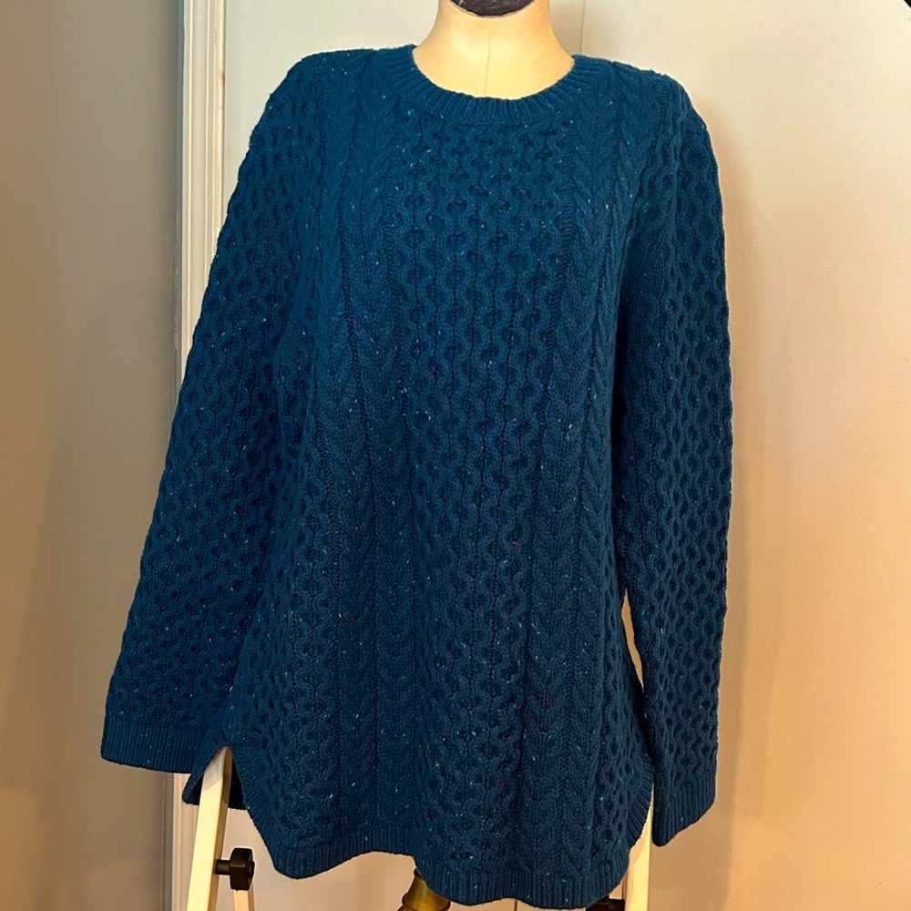 Woman’s cozy Donegal tunic cable knit sweater